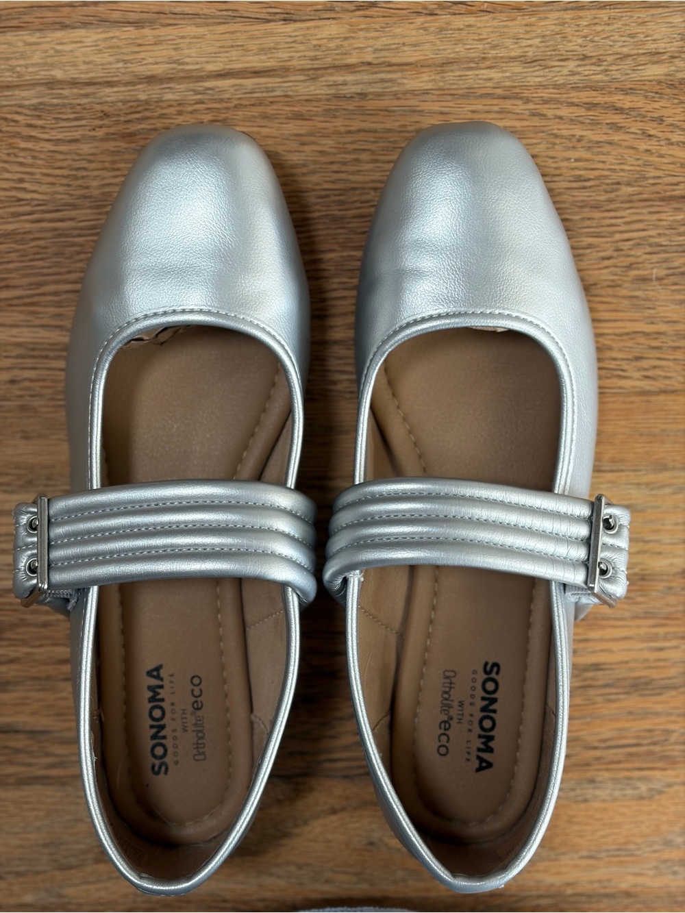 Sonoma Goods For Life Delilah Metallic Silver Mary Jane Flats size 8.5 - Picture 2 of 8